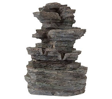 Cascading Rock Waterfall Tiered Table Fountain y Pure Garden