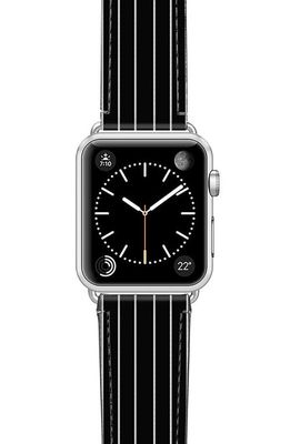 CASETiFY Black Stripe Faux Leather Apple Watch® Watchband in Black/Silver