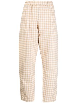 Casey Casey check-print elasticated-waistband trousers - Neutrals