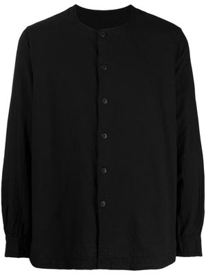Casey Casey collarless long-sleeve cotton shirt - Black