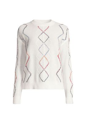 Cash Fringe Cashmere Cable-Knit Sweater