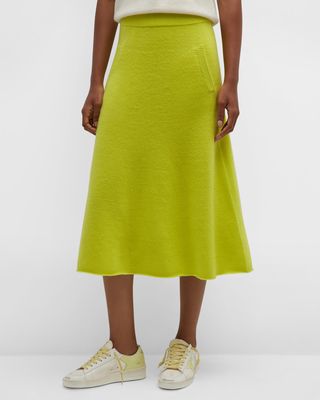 Cashmere A-Line Midi Skirt With Pockets