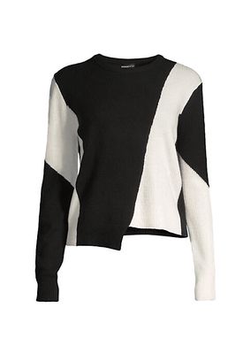 Cashmere Asymmetric Colorblocked Sweater