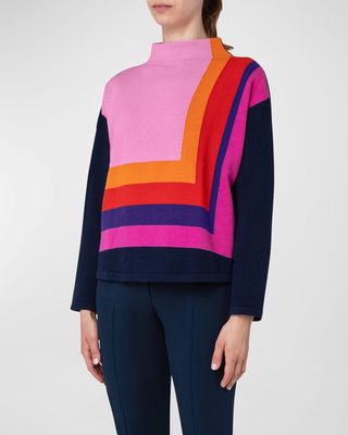 Cashmere Blend Intarsia Knit Sweater