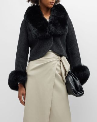 Cashmere-Blend Jacket With Alpaca Fur Trim