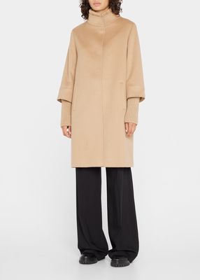 Cashmere Blend Knitted Long Coat