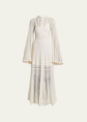Cashmere Blend Lace Knit Maxi Dress