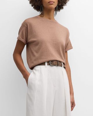 Cashmere-Blend Lurex Crewneck Shirt