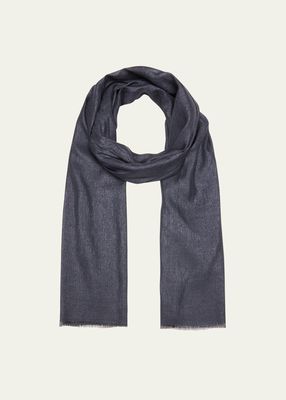 Cashmere Blend Lurex Scarf with Fringe Trim