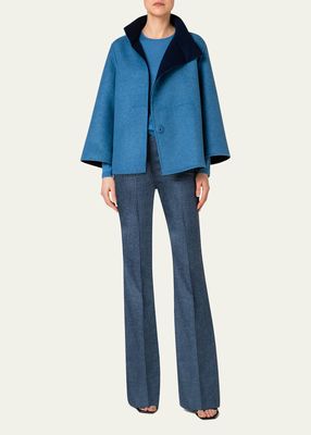 Cashmere-Blend Reversible Bi-Color Top Coat