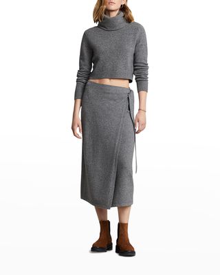 Cashmere-Blend Wrap Sweater Skirt
