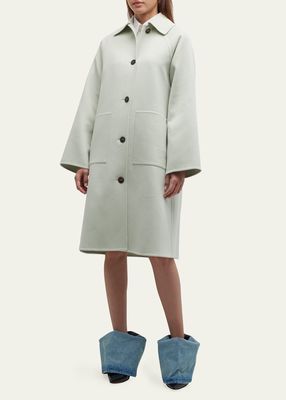 Cashmere Button-Front Raglan Coat