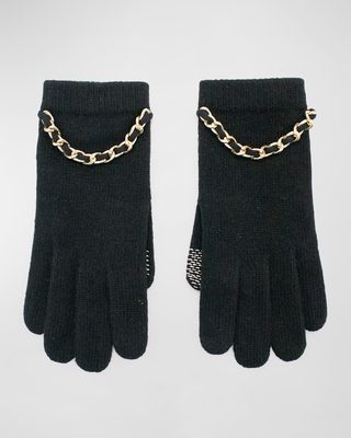Cashmere Chain-Trim Gloves