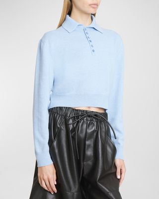 Cashmere Crop Polo Sweater