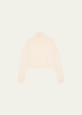 Cashmere Drop-Shoulder Cropped Turtleneck Sweater