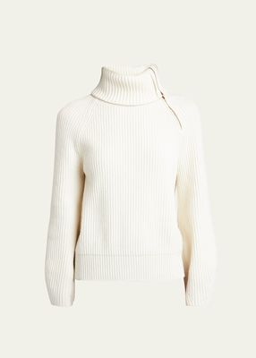 Cashmere English Ribbed Turtleneck Sweater