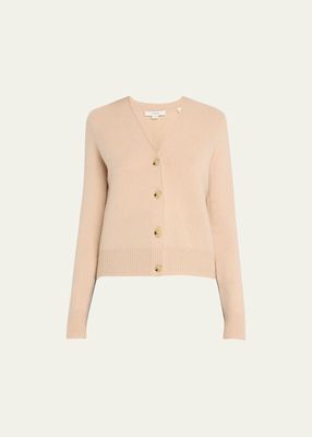 Cashmere Flat-Placket Cardigan