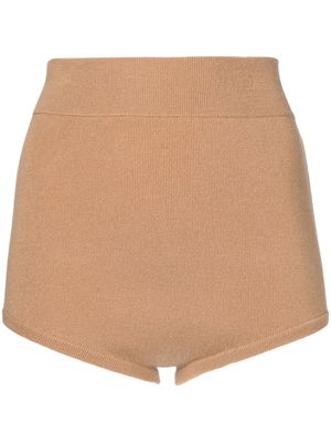 Cashmere In Love Felix knitted high-waist shorts - Brown