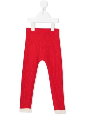 Cashmere in Love Kids contrast-trim cashmere leggings - Red