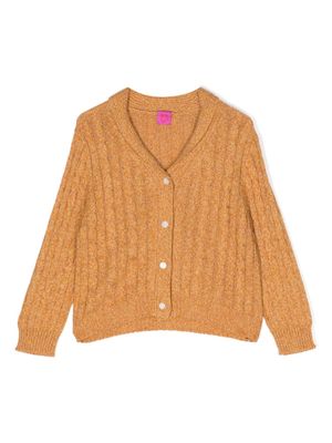 Cashmere in Love Kids Dorset cable-knit cotton blend cardigan - Yellow
