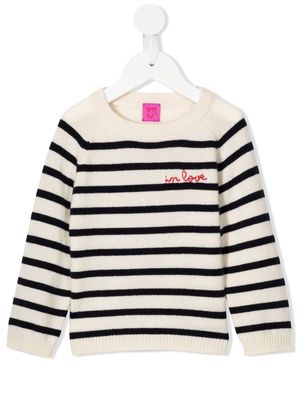Cashmere in Love Kids striped cashmere jumper - White