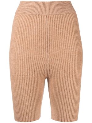 Cashmere In Love Mira ribbed merino-cashmere shorts - Brown