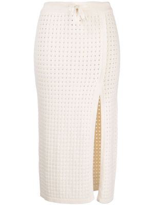 Cashmere In Love Mona crochet-knit midi skirt - White