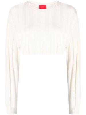 Cashmere In Love Remy ribbed-knit cropped jumper - White