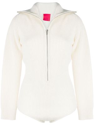 Cashmere In Love ribbed-knit high-neck bodysuit - White