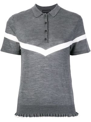 Cashmere In Love ruffle trimming knitted polo shirt - Grey