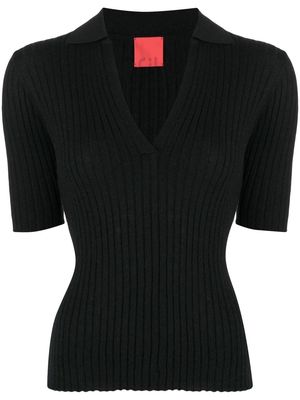 Cashmere In Love Summer V-neck knit polo - Black