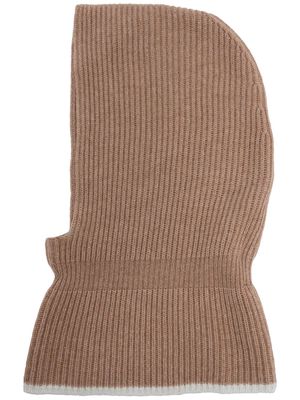 Cashmere In Love Villars ribbed wool-cashmere balaclava - Brown