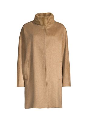 Cashmere Knit-Collar Coat