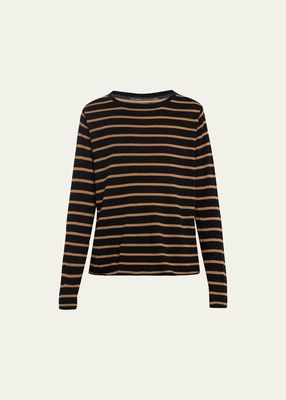 Cashmere Long-Sleeve Striped Crewneck Sweater