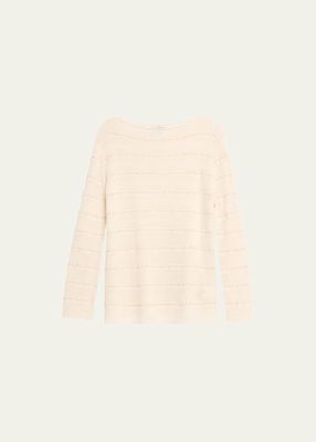 Cashmere Open-Knit Striped Sweater