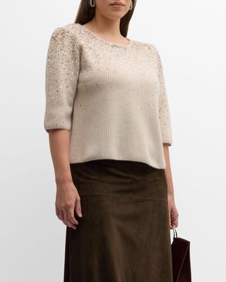 Cashmere Pullover with Ombre Sequin Details