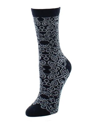 Cashmere Scroll-Pattern Socks