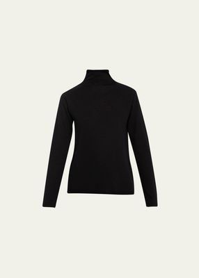 Cashmere Semi-Relaxed Long-Sleeve Turtleneck Pullover