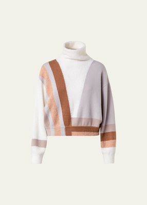 Cashmere Silk Boucle ZigZag Intarsia Sweater