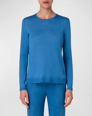 Cashmere Silk Fine Gauge Knit Pullover