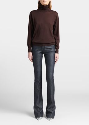 Cashmere/Silk Knit Long-Sleeve Turtleneck Sweater