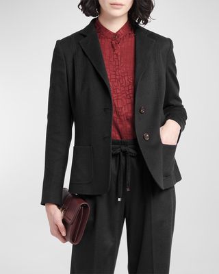 Cashmere Single-Breasted Blazer Jacket