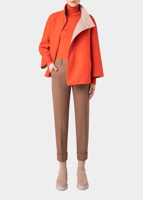 Cashmere Snap-Front Short Reversible Coat