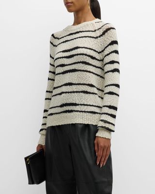 Cashmere Striped Raglan-Sleeve Sweater