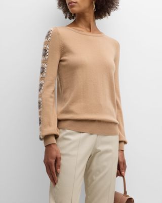 Cashmere Sweater with Crochet Sleeve Detail