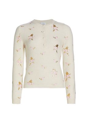 Cashmere Waffle Floral Henley