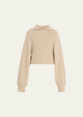 Cashmere-Wool Wide Collar Sweater