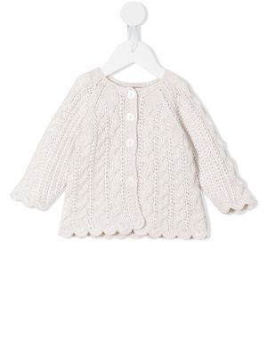 Cashmirino Coco cable-knit alpaca cardigan - White