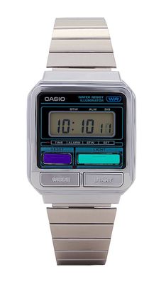 Casio A120 Series Watch in Metallic Silver.