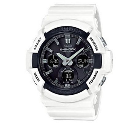Casio G-Shock Solar-Powered Watch, White Strap